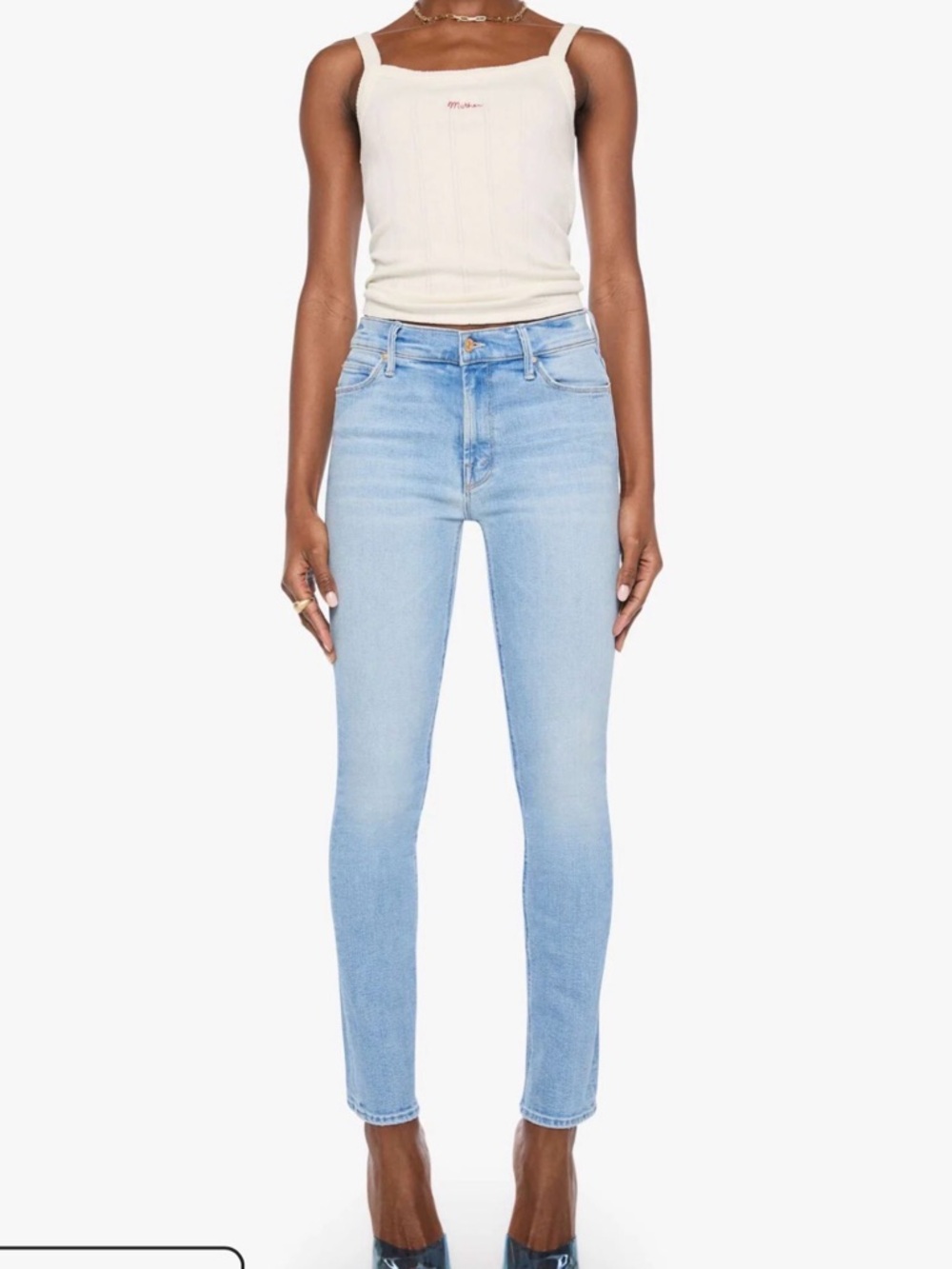 NWT MOTHER The Mid Rise Dazzler Hover Jeans Derby Doll 32